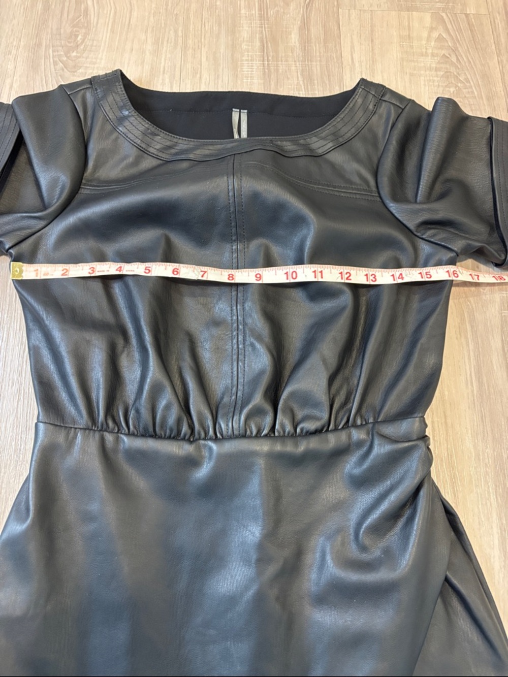 Anthropologie Black Faux Leather Mini Dress - Picture 15 of 16